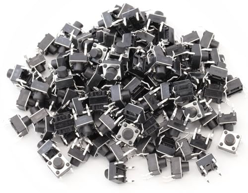 Heevhas Interruttore a pulsante tattile Mini Micro Tact Switch 6 * 6 * 6 mm 4 Pin DIP PCB SMD SMT Interruttore a pulsante tattile momentaneo Componenti elettronici (100 pezzi)