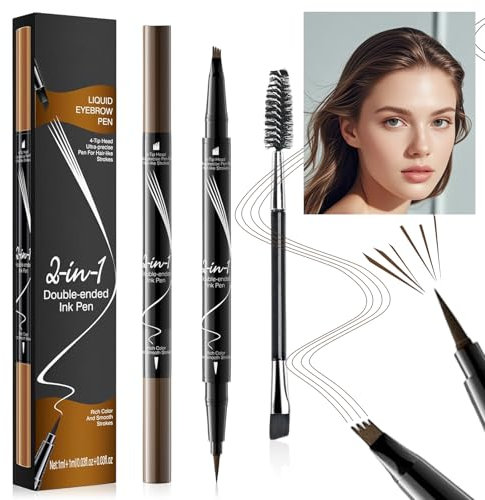 2-in-1 Augenbrauenstift Wasserfest – Dual-Ended Eyebrow Pencil mit 4-Zinken-Micro-Gabelspitzen-Applikator Pinselspitze Erzeugt Natürliche Augenbrauen – Wischfester Augenbrauenstift (Hellbraun)