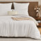 EMME Musselin Bettwäsche 100% Baumwolle, 155x220 Doppelte Sommer Bedding Bettwäsche-Sets mit Reißverschluss, 1er Set Bettbezug mit 1 Kissenbezüge 80x80 cm, Musselin Tagesdecke, ÖKO-TEX, Weiß