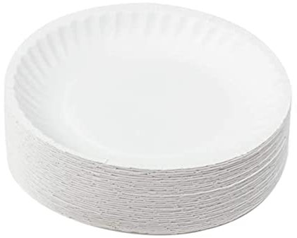 DIKACA Paper Food Trays 50pcs Disposable Paper Plates Blank Painting Plates for Boys and Girls