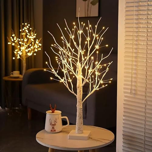 Howeifull 144 LED Lichterbaum mit Timer, LED Birken Baum Licht Warmweiß Verstellbare Äste Bonsai Dekobaum Baumbeleuchtung Innen Deko für Weihnachten, Party, Hochzeit, USB/Batteriebetrieben