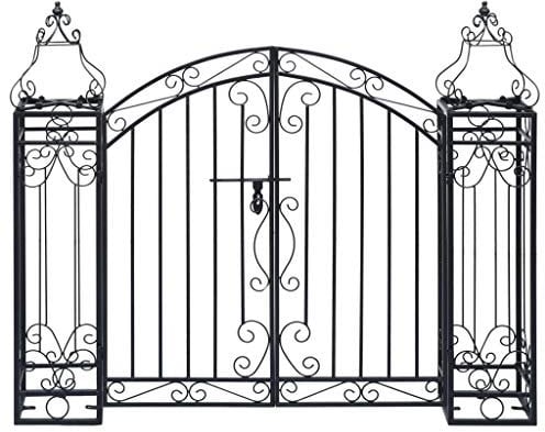 Schmiedeeisen Gartenbogen mit Tor Ornament Gartentor 122x20,5x100cm