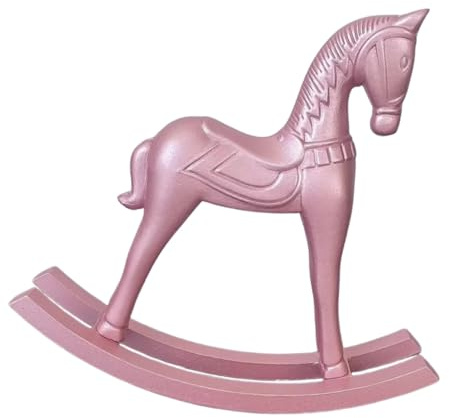 Alipis Rosa Holz Schaukelpferd Balance Training Holzpferd Figur Tischdeko Kinderzimmer Wohnzimmer Deko Geschenk für Pferdeliebhaber Weihnachten Carousel Pferd Ornament