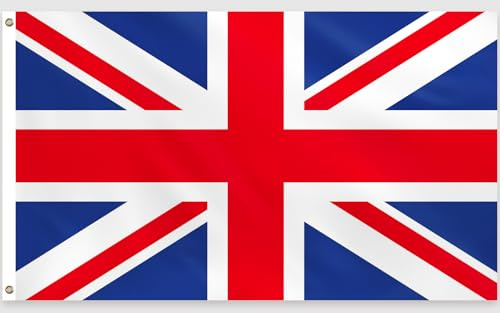 PartyYaa Union Jack Flagge, 150 x 90 cm Großbritannien Flagge Einseitiger Druck mit 2 Messing-Ösen, Wasserfest, UK Banner für VE-Day, WM, EM, Straßen, Garten, Bar Party Deko