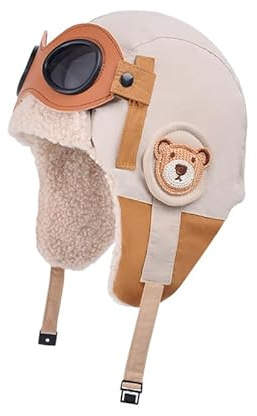 Waltonalice Fliegermütze Kinder Pilotenmütze Schutzbrille wintermütze mit Ohrenklappen Trapper mütze Fliegerkostüm Ski Trooper Winter Cap mütze für Outdoor Skifahren