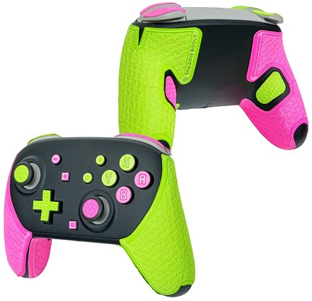 SHADOW BOOLT Kit de poignées de manette pour Nintendo Switch 2 Pro – Antidérapantes, multi-textures, absorbant la transpiration (rose et vert)