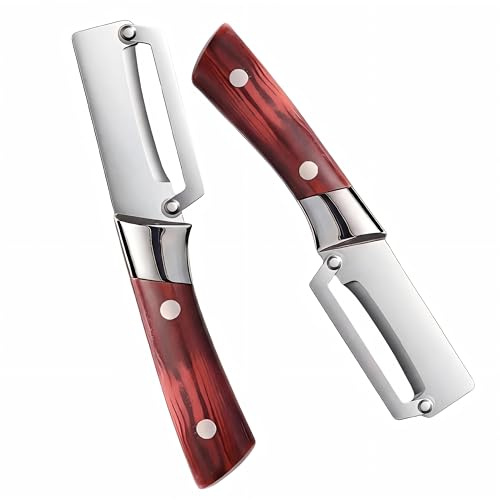 2pc Multifunctional Zero snag Wooden Wide Vegetable Peeler - Stainless Steel Kitchen Peeler for Fruit and Vegetables, Sharp Blade Easy Peeler for Potato, Carrot, Mango,Pumpkin,Cantaloupe(A)