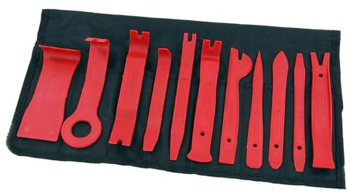 Neilsen CT2287 11pc Trim Removal Tool Set Non-Scratch Impact-Resistant Nylon with Canvas Tool Roll for Automotive Trim Door Panels Dashboard Fascias