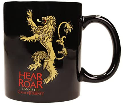 SD toys Game of Thrones Taza Hear Me Roar Lannister, cerámica, Negro, 10 cm