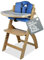 Abiie Beyond Junior Wooden High Chair with Tray - Adjustable and Convertible High Chair for Babies and Toddlers - 6 Months to 250 Lb - Water Resistant - Natural Wood/Blueberry Cushion