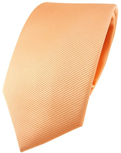 TigerTie Designer Krawatte in lachs orange einfarbig Uni Rips