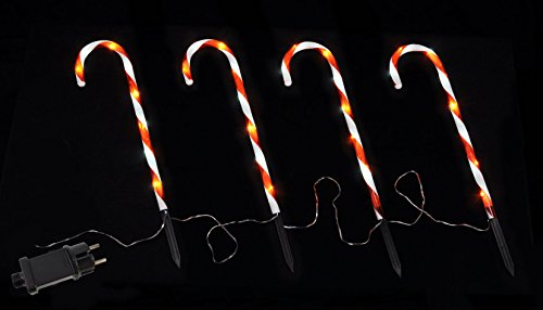 Spetebo LED Zuckerstange - 4er Set mit IP44 Netzteil - Weihnachts Dekoration Außen Garten Deko