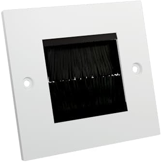 rhinocables Single Gang White Brush Plate Faceplate for Wall-Mounted Installation Tidy Cable Pass Through Insert for Wires and Cable Access (1, Black)