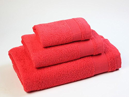 El Dragon Blanco Juego de Toallas Ducha, 100% Algodón, Rojo, 30 x 50 50 x 90 70 x 130 cm