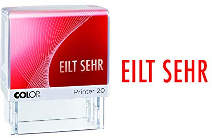COLOP Printer 20 Text-Stempel EILT SEHR, Abdruck rot, für sofortigen Einsatz. Fertigstempel mit Lagertext und rotem Kissen