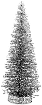 großer Tannenbaum - Deko Glitzerbaum - hell-Silber Ø 10 cm Metall-Kunststoff Höhe 25 cm