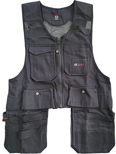 Tiger Trends Men Work Vest Pockets Utility Vest Tool Pockets Pro (X-Large, Black)