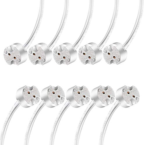 Torkase Lot de 10 douilles halogènes à incandescence G4, GU5.3 MR16, MR11 GZ4 GY6.35 avec connecteur de prise à incandescence LED en céramique, support de lampe avec câble à mouche 100 mm