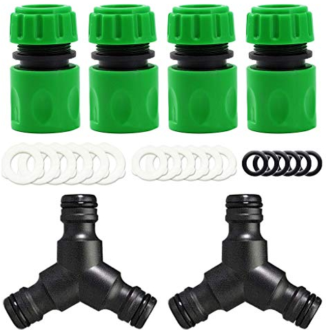 YAAVAAW 6 Pack Garden Connector Set - 2 Way Hose Splitter & End Connector for 1/2 inch Hose Pipe