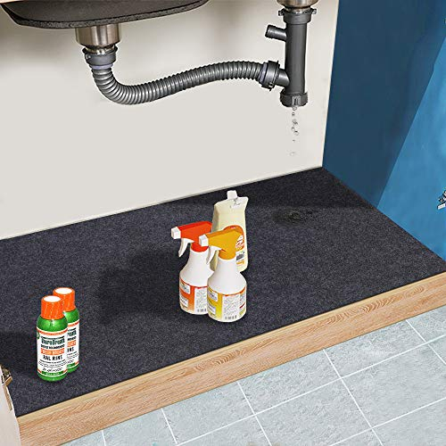 Tapis sous l'évier, Tapis d'armoire – Absorbant/imperméable – Protège Les armoires, revêtement d'étagère de qualité supérieure, Contient des liquides, Lavable (61 x 91,4 cm)
