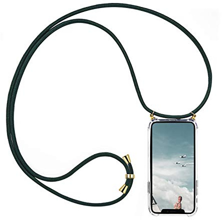 Verco Kordel Handyhülle für P20 Lite, Handykette für Huawei P20 Lite Hülle mit Band 2. Generation Case zum umhängen, Grün
