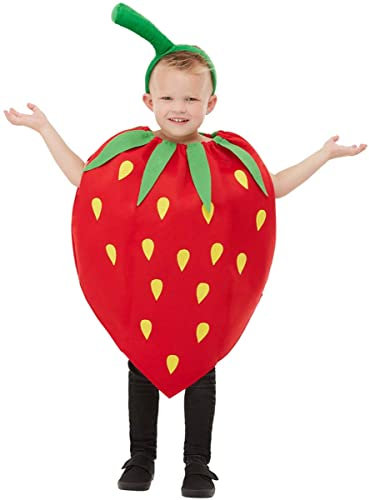 Funidelia | Déguisement de Fraise pour Fille et garçon Taille 7-12 Ans Fruit, Nourriture - Couleur: Rouge, Accessoire pour déguisement - Déguisements Amusants pour Vos soirées.