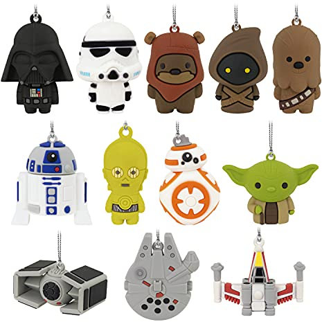 Hallmark Star Wars Countdown-Kalender Miniatur-Weihnachtsbaum-Set mit 12 Mini-Ornamenten, May The 4th Be with You