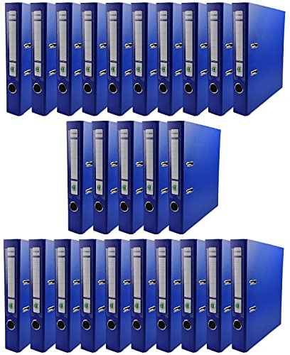 Netuno 25x Ring-Buch Blau DIN A4 Ekobox 2-Ring-Mechanik 5cm Ringmappe a4 schmaler Aktenordner a4 schmal Aktenordner dünn Kunststoffordner einfarbig Ordner Dokumente Ringbuch Ordner Schulordner