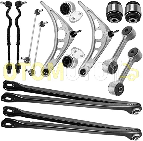 Kit bras de suspension avant et arrière compatible BMW 3 E46 318D 320D 330D 320CD 330CD triangle, rotule, biellette 14 pièces