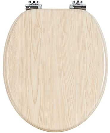 WOLTU Wooden Toilet Seat, Soft Close WC Seat with Strong Hinge Ideal for Standard Toilet Oak