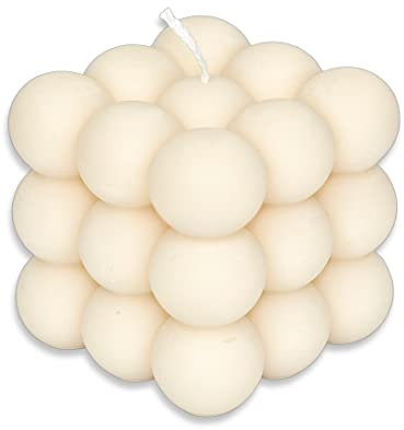 Macrime Bubble Kerze Creme | Vanille Duft | Handmade Deko Kerze | Nachhaltige Duftkerze aus veganem Rapswachs | 12h Brenndauer