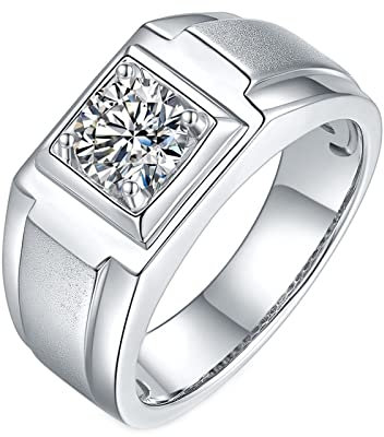 ANAZOZ Pt950 Herren Ring Platin, 1ct Moissanite Solitär Schlichtes Ehering Herren Echtschmuck