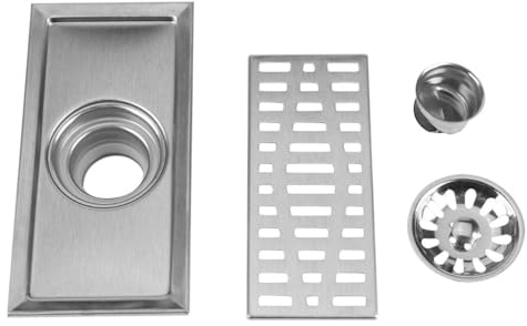 VIFERR Rechteck Duschablauf 20x10cm Edelstahl Bodenablauf für Badezimmer, Dusche, Bad, Küche, Abfallrost