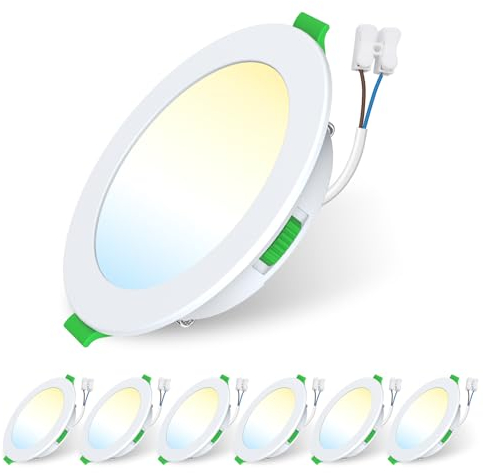 ALUSSO LIGHTING 7W LED Einbaustrahler 230V,Einbaustrahler Led Dimmbar,Deckenspots 550 Lumen,3CCT 3000K 4000K 6500K Einstellbar Einbauleuchten,IP44 Deckenstrahler für Badezimmer,Küche, 6er Set,Weiß