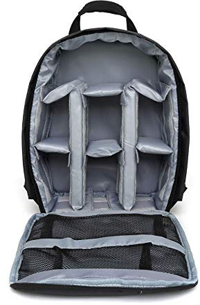 Alunsito Kamerarucksack SLR/Spiegellos Kameratasche wasserdichte Kamera Rucksäcke mit Laptopfach, Schwarz, Grau, 13,0×10,4×4,9Zoll