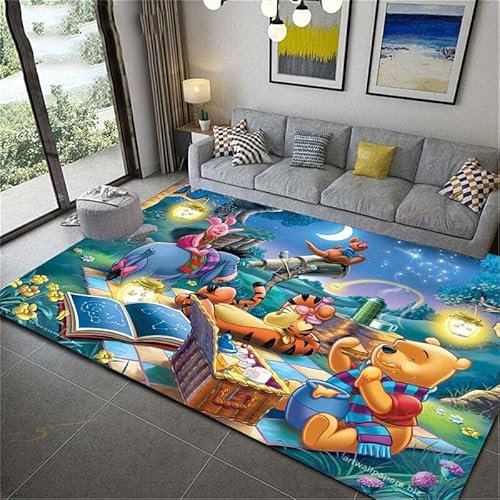 TONATO Cartoon Winnie der Pooh 3D gedruckte Teppich Home Decor Weiches Schlafzimmer Matte Baby Spiel Kriechteppich für Wohnzimmer,50 * 80cm