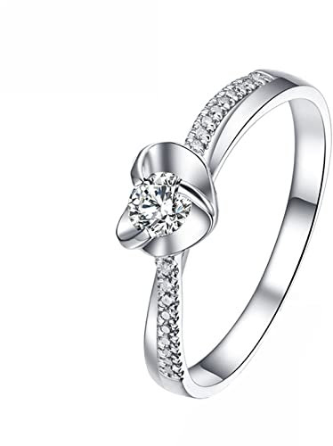Dsnyu 950 Platin Ring, 0.09ct Diamant Freundschaftsringe, Silber Damenringe Herz Ring Zierlicher zum Jubiläum GR.65 (20.7)
