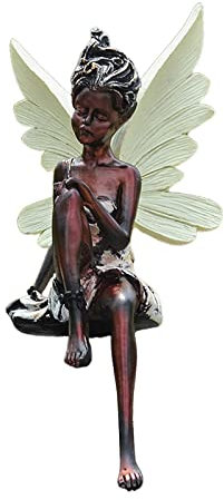 WAAZI Feenfigur Statuen Engelsflügel Skulptur Ornament Brunnen Rasenleiste Hinterhof Garten Veranda Dekoration