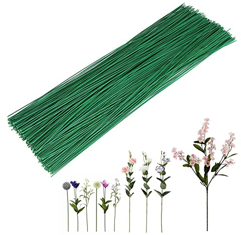 Steli per Fiori, Gambo Floreale Filo, 50 Pezzi Filo Per Fiori di Colore Verde, Stelo Filo Floreale, Filo Floreale di Alta Qualità, Gambi Floreali in Filo Metallico, Verde Scuro Stelo Filo
