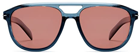VIVIENFANG Retro Rectangular Polarized Oversized Sunglasses Mens Womens, Trendy Crystal Royal Blue Frame Dark Red Lens Shades for Men VF2220C