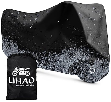 LIHAO Motorrad Abdeckplane Outdoor Motorradabdeckung 300D Oxford Stoff Abdeckhaube Motorradgarage Indoor Motorradplane Staubdicht Wasserdicht (245cmx105cmx125cm)
