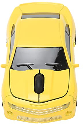Rennwagen-Funkmaus, Sportwagen-Stil, 2,4 GHz, Computermäuse, LED-Licht, 1600 DPI, Optischer Sensor, Laptop-Maus, für Win 98 ME 2000 XP OS X PC (Gelb)