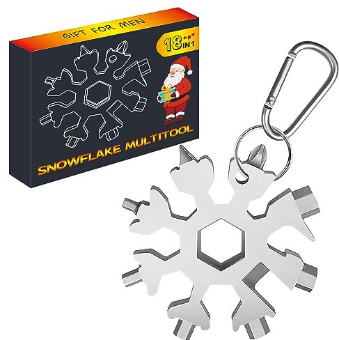 Stocking Stuffers for Men Gifts, 18 in 1 Snowflake Multitool, Christmas Gifts, Birthday Gifts for Men Grandpa Dad, Cool Gadgets (silver)