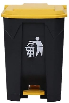 Poubelle Exterieur Poubelle extérieure avec couvercle poubelle à pédale en plastique poubelle de stockage de recyclage des déchets poubelle de cuisine domestique Poubelle Jardin ( Color : Yellow black