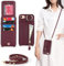 Zouzt for iPhone SE 2022/2020/3rd/2rd / iPhone 8/7 4.7 Inch Case with Cord and Card Holde, Zipper Wallet Case with Crossbody Lanyard Ring Adjustable Necklace Protective Cover Women - Burgundy