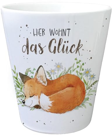 Fuchs Blumentopf im Aquarell-Stil EIN bunter Pflanzentopf für die Fensterbank Geburtstag Wald Spruch Natur Übertopf Waldtiere Sprüche Träumen Fenstersims Frauen Hier wohnt