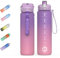 HOMEEX 1 Litre Water Bottle Motivational Fitness Sport Water Bottles with Straw & Time Maker, BPA-free Plastic Drink Bottle 6l Design for,Gym (Purple & Pink)