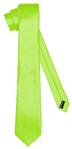Ladeheid Klassische Herren Krawatte, glänzend, Perfekt für Büro & Festlichkeiten, Vielfältige Farben - Ideal für Geschäftsmeetings, Hochzeiten TMS-7 (150cm x 7cm, Limette)