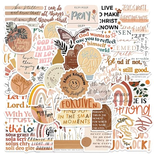 100 Christliche Aufkleber, Boho-Aufkleber, inspirierende Zitataufkleber, Vinyl-Bibelaufkleber, Christliche Geschenkaufkleber zum Dekorieren von Tagebüchern, Gepäck usw.