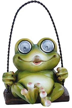 Yardwe Innovative Harz Frosch Schaukel Solar Licht Garten Weg Außen Lampe